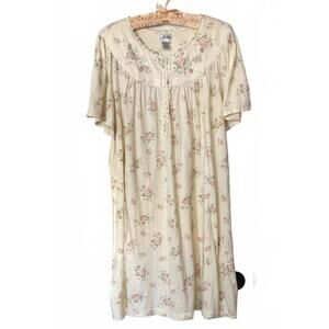 Vintage Aria Nightgown Pink Roses Ribbon Flowers & Lace Plus 2X